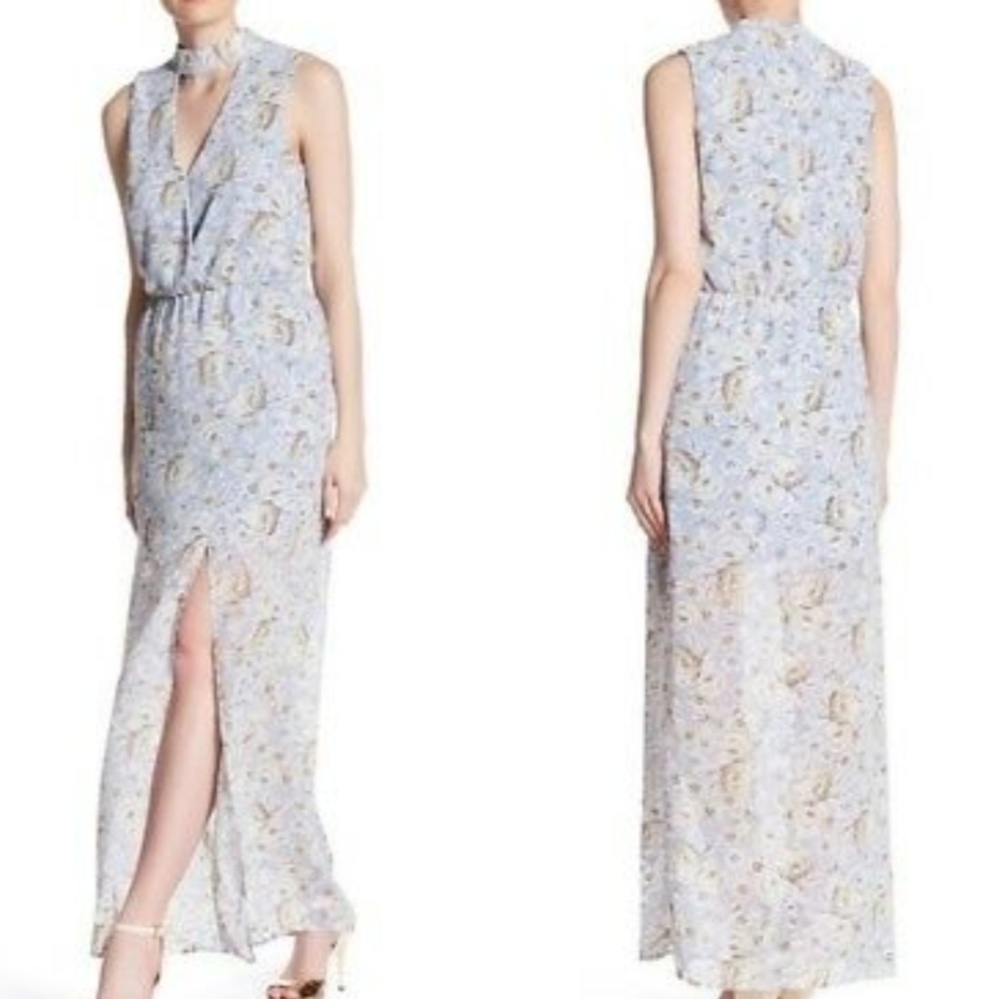 Light Blue Floral Choker Dress